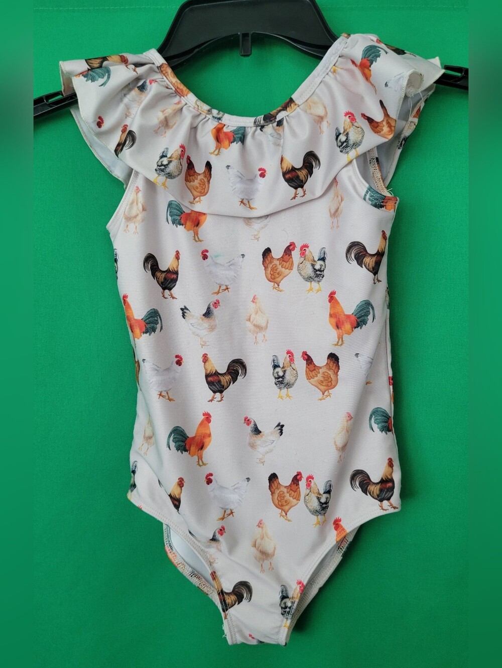 Girl Rooster Print Ruffle American Farm Company Bathing Suit Swimsuit 5t Chicken